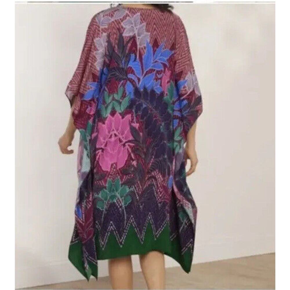 Soft Surroundings Large multicolor floral v-neck Adelaide caftan size S/M